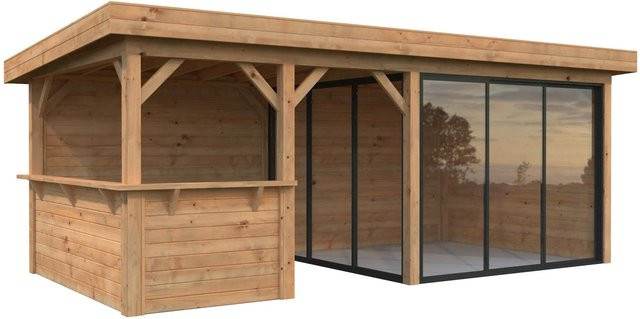 Palmako Pavillon Lenna Set 407 Slide aus Fichtenholz in Braun, B/T/H: 588 x 300 x 245 cm - Bild 1