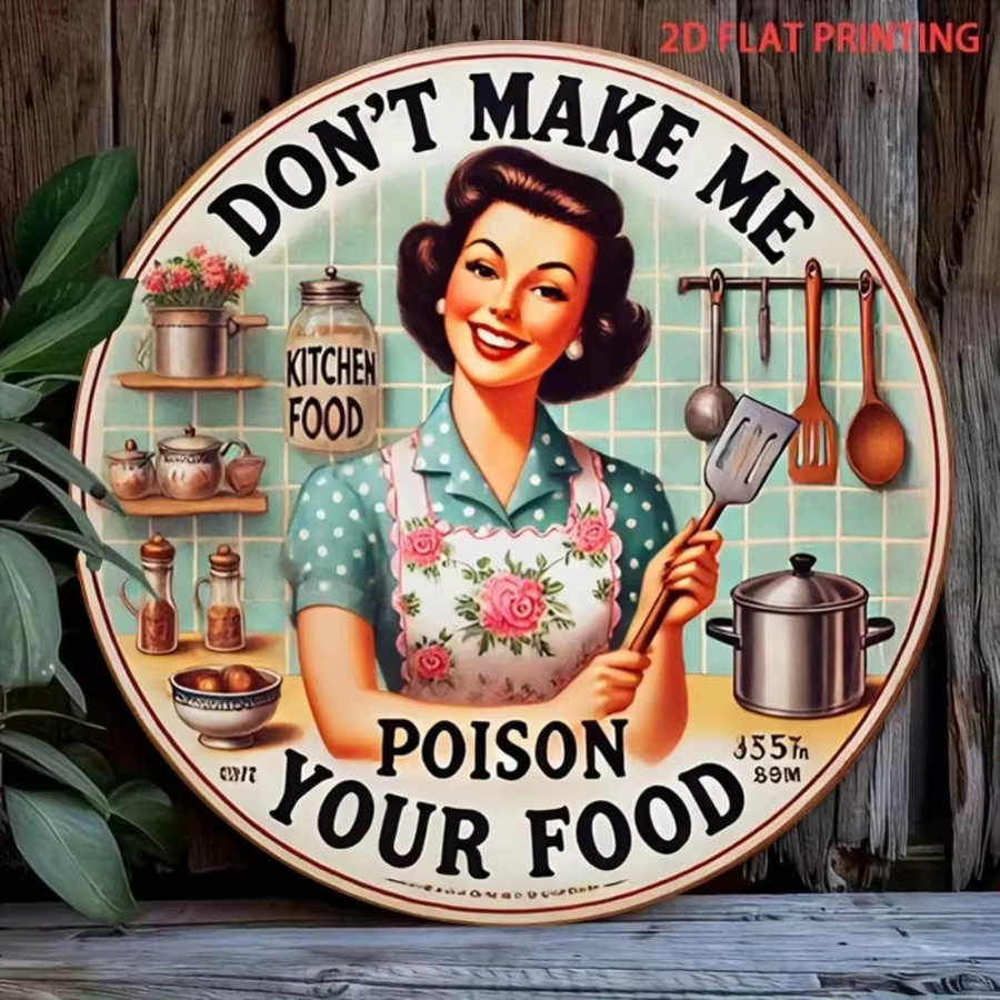 HELLOYOUNG 2D-Metallschild Don't Make Me Poison Your Food in Multicolour, Durchmesser: 20 cm - Bild 3
