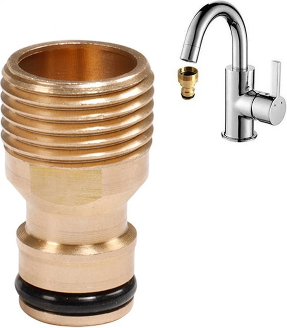 Pengliu Messing-Schnellanschluss 1/2 Zoll für Gartenhahnschläuche und Wasserpistolen, Außengewinde, Gold - Bild 1