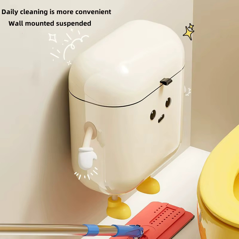 HUILV Wandmontierter Mülleimer mit Klappdeckel für Küche und Badezimmer, Beige oder Weiß, Volumen: 9L oder 12L, Breite: 29,5 cm, Tiefe: 26,0 cm - Bild 2