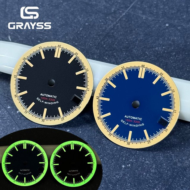 GRAYSS Uhrenzubehör, Zifferblatt Retro Marineblau/Schwarz, 28,5 mm, Herren - Bild 1