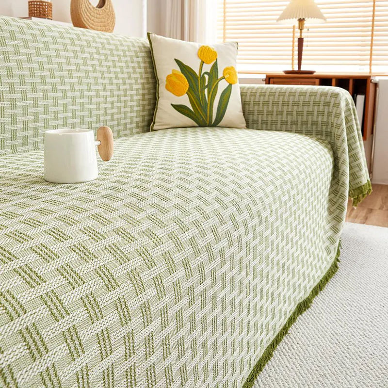 Wendbares Sofa-Überwurf von Your Warm Home in Dunkelkhaki und Beige, extra großes Möbelcover aus Baumwollmischung, Breite: 130 cm, Breite: 180 cm - Bild 3