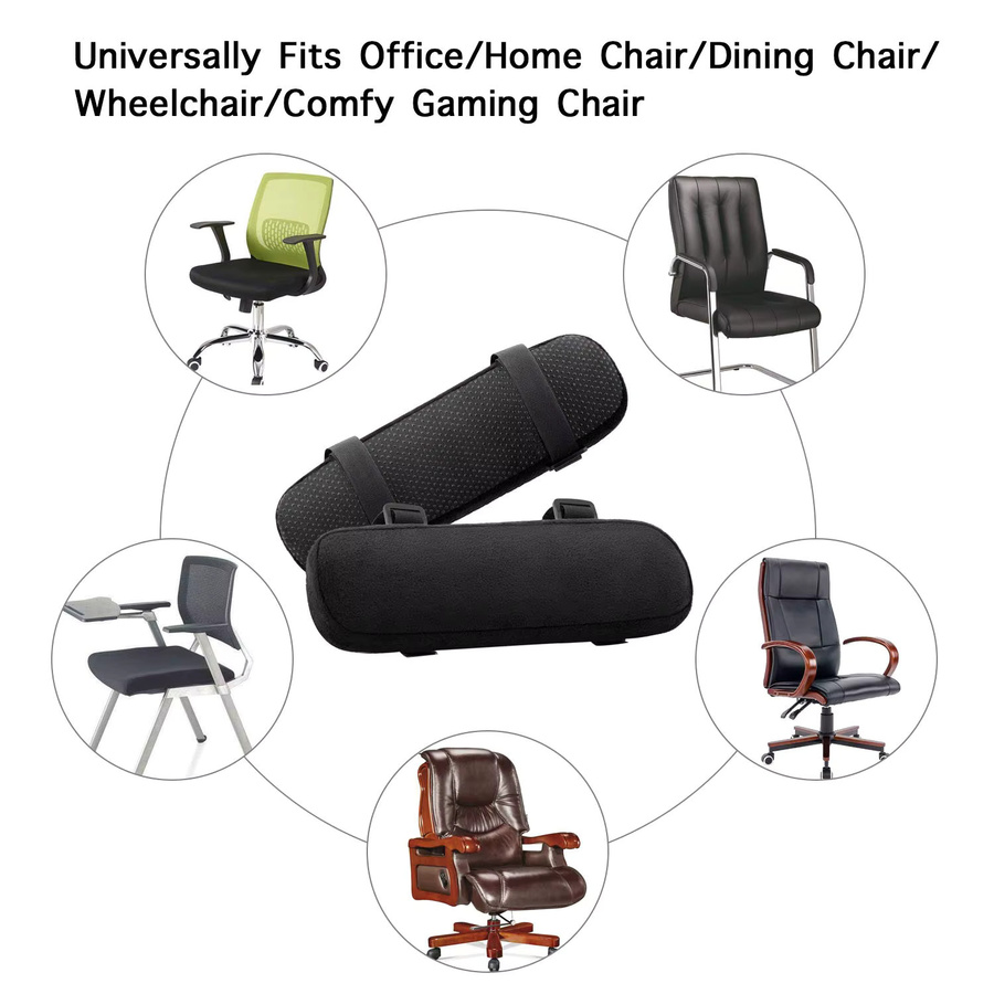 Memory Foam Stuhl Armlehne Pads für Büro und Gaming, rechteckige Ellenbogen Kissen in Grau und Schwarz - Bild 5
