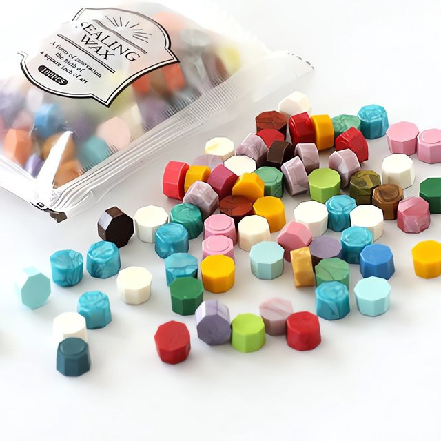 100 Stück farbige Wachssiegelperlen in Mehrfarben für DIY-Bastelarbeiten und Hochzeitseinladungen - Bild 1
