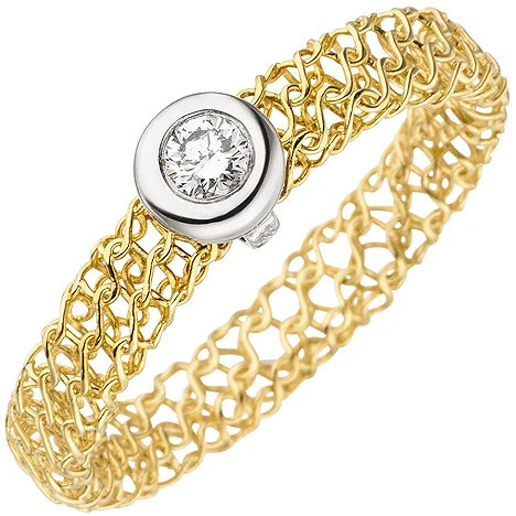 Colfem Ring 750 Gelbgold, geflochten, Diamant, Damen - Bild 1