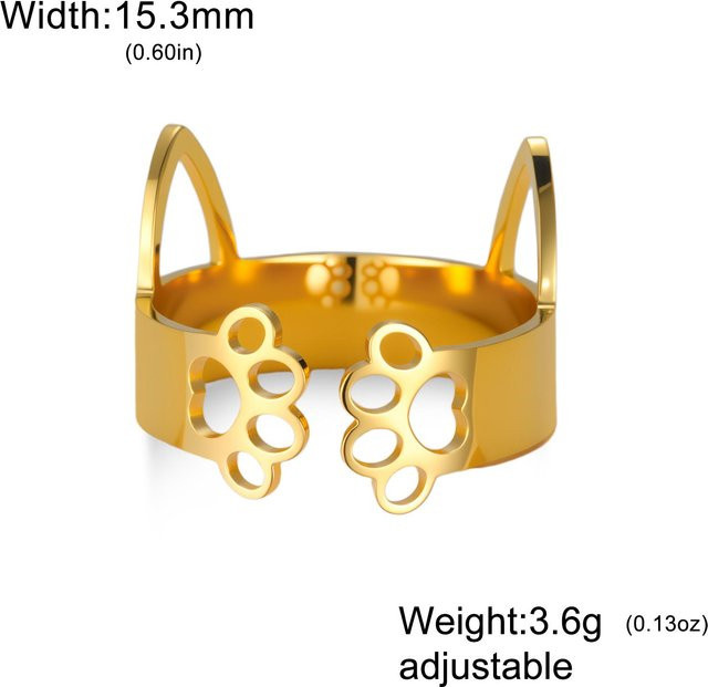 YULIN Ring, Edelstahl, Gold, Damen, Katzenpfoten - Bild 1