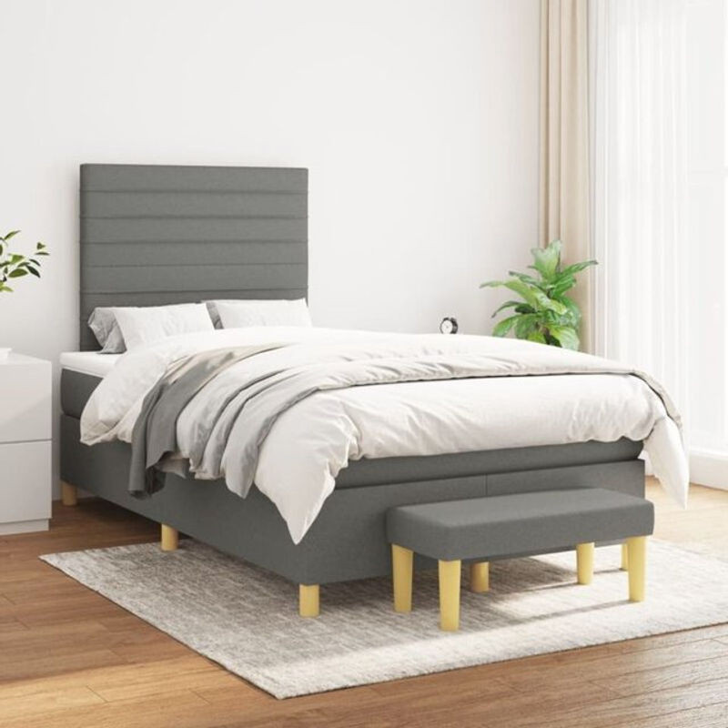 Vidaxl Boxspringbett mit Matratze in Anthrazit Grau aus Stoff und Holzwerkstoff B/T: 120 x 200 cm - Bild 1