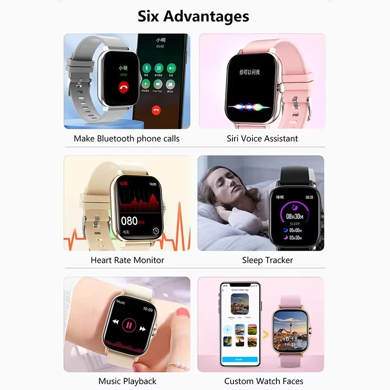 Lenovo Sport-Smartwatch Pink mit 1,83 Zoll Display, wasserdichter Fitness-Tracker mit Anruffunktion und Gesundheitsmonitor für iOS und Android - Bild 5