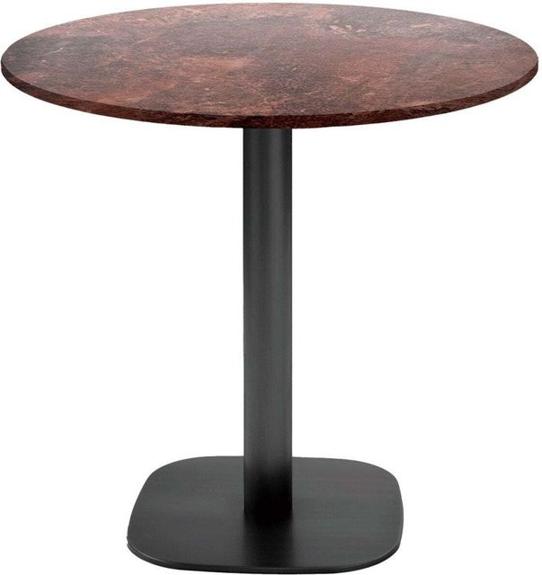 RestooTab Tisch Round runder Esstisch im Industrial Design mit Stein- und Holzdekor, Farbe Multicolour, H: 75 cm, Ø: 70 cm - Bild 1