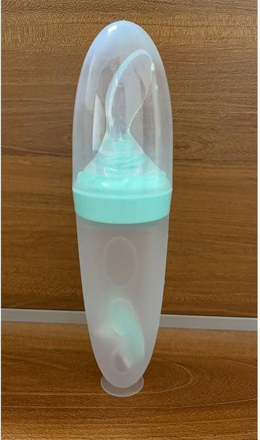 MARKET-2 Quetschflasche mit Löffel zum Füttern für Babys und Kleinkinder in Blau - Bild 1