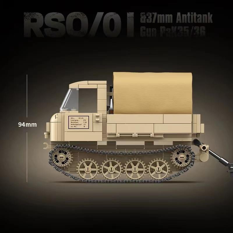 QUANGUAN RSO/01 & 37mm Panzerabwehrkanone PaK35/36 WW2 Militär Panzerbausteine Modellset - Bild 1
