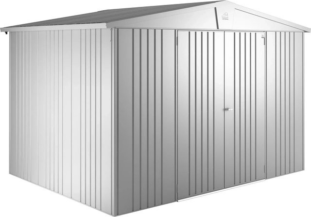 Biohort Gerätehaus Europa Metall Silber Metallic mit Satteldach und Doppeltür B/H/T: 316 x 209 x 228 cm - Bild 1