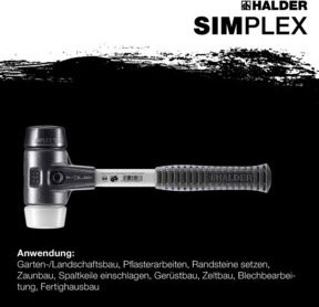 Halder Simplex Schonhammer mit Gummi-Superplastik-Kopf in Schwarz und Fiberglasstiel, Durchmesser: 80 mm - Bild 2
