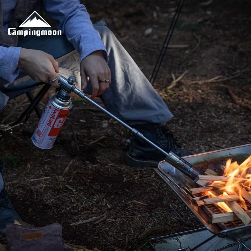 CAMPINGMOON Klassischer Gasbrenner mit Holzgriff und Zünder, 12000 kcal, abnehmbar für Camping und BBQ - Bild 3