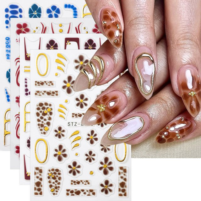 Full Beauty Nagelaufkleber Orchidee, Braun, Nail Art Dekoration - Bild 1