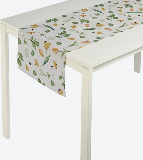 NKD Tischläufer mit Blumen-Motiv in Weiß und Multicolour, B: 40 cm, L: 140 cm - Bild 1