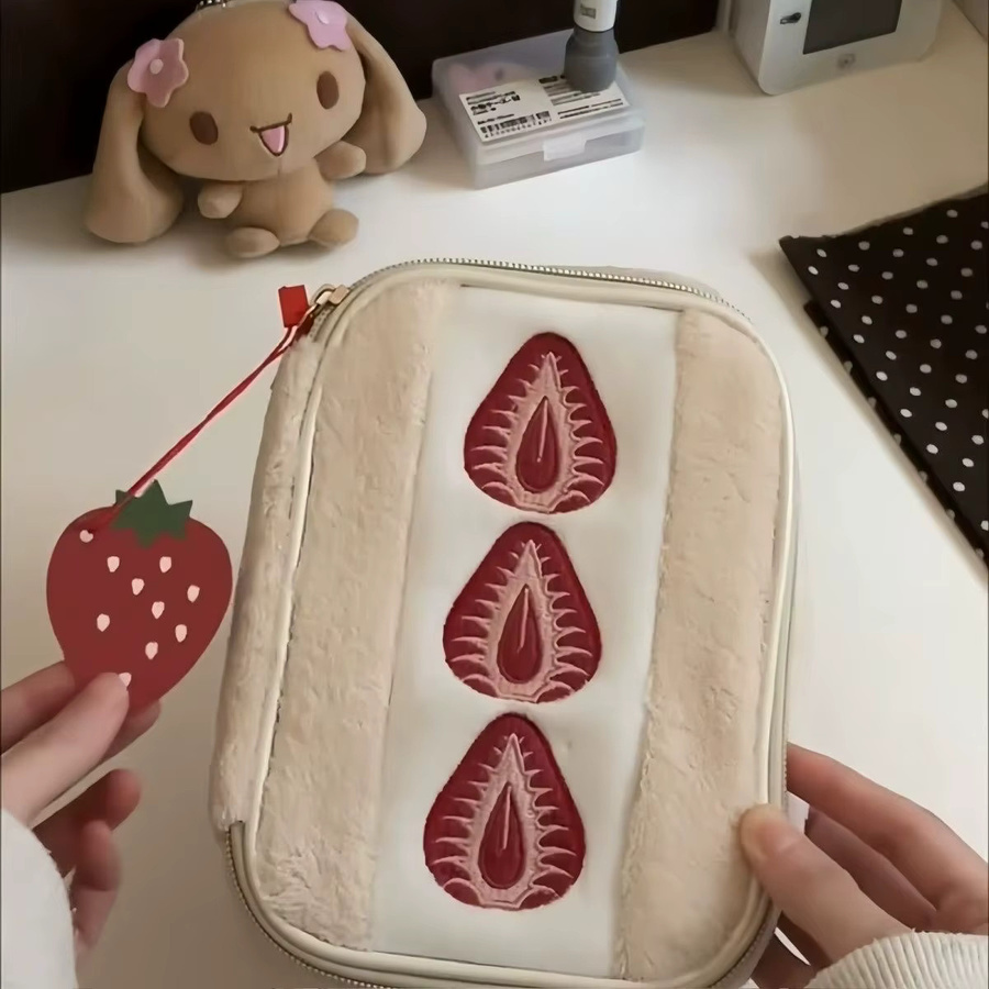 Strawberry Sandwich Cosmetics Kartentasche in Rot mit großem Fassungsvermögen für Schreibwaren und Waschutensilien - Bild 2