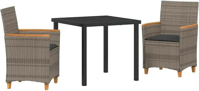 vidaXL Garten Essgruppe 3-teilig aus Poly-Rattan und Stahl in Grau - Bild 1
