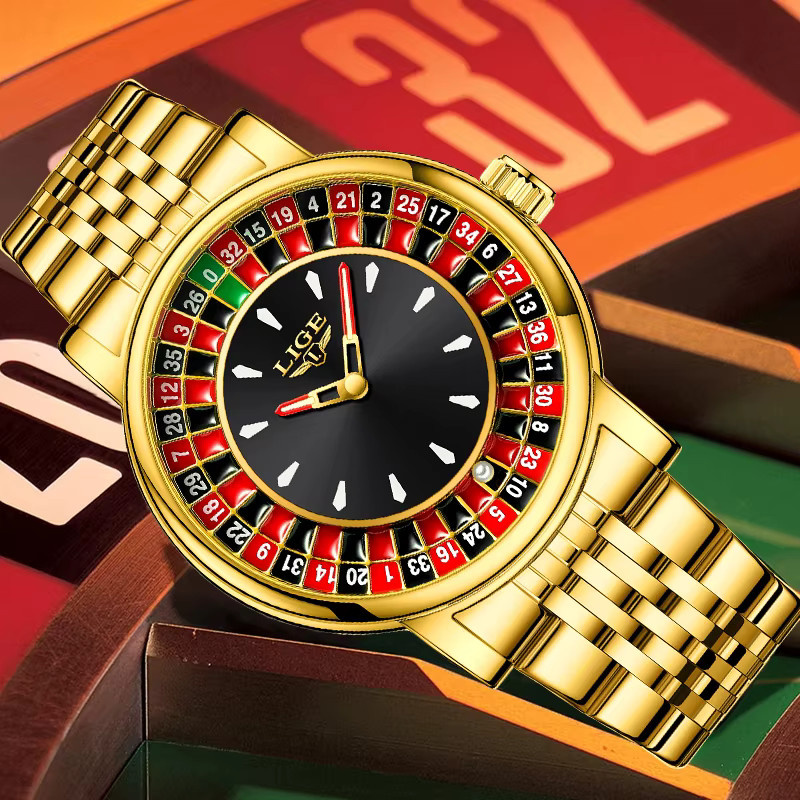 LIGE Armbanduhr Quarz, Edelstahl, Gold, Herren - Bild 2