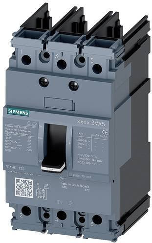 Siemens 3VA5110-4ED31-0AA0 Leistungsschalter in Grau mit einem Einstellbereich von 100 - 100A und einer maximalen Schaltspannung von 690 V/AC - Bild 1