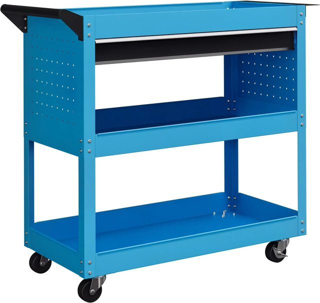 HOMCOM Werkstatt-Rollwagen aus Stahl in Blau und Schwarz, B/T/H: 82 x 35 x 76 cm - Bild 1