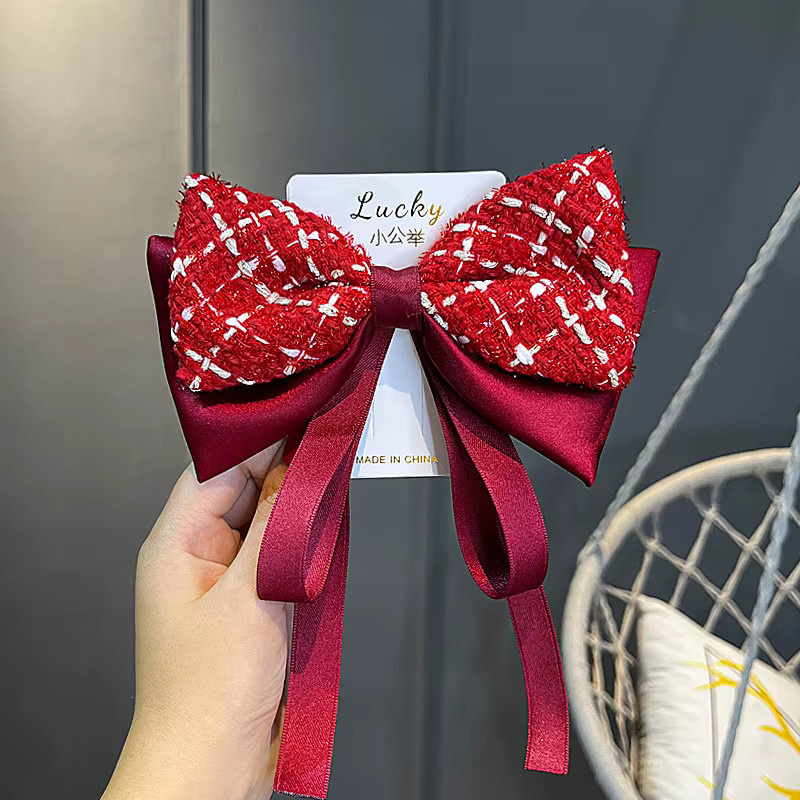 Xiaoxiangfeng Haarspange mit großer Schleife, rot, Unisex - Bild 3