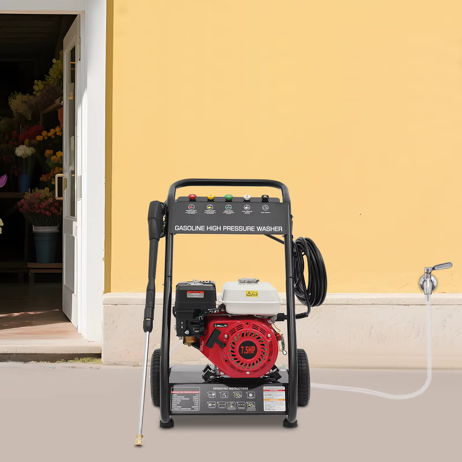 Bymaocar Benzin-Hochdruckreiniger mit 7 PS 4-Takt Motor, 170 bis 190 Bar Druck, Seifentank und 8-Zoll-Luftbereifung - Bild 5