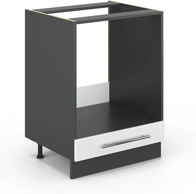 Vicco Herdumbauschrank Fame-Line Weiß Hochglanz/Anthrazit mit Soft-Close-Türen, Breite: 60 cm - Bild 1