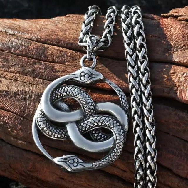 Anhänger Doppel Ouroboros, Messing, Schwarz, Herren - Bild 1