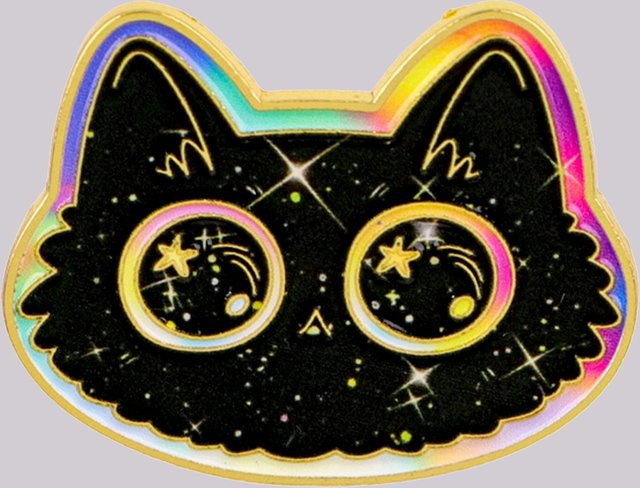 Ramulus Brosche Emaille, Schwarze Katze, Verspielt - Bild 1