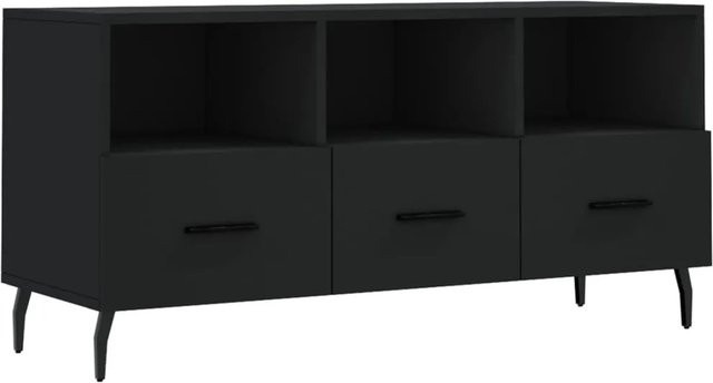 vidaXL TV-Schrank Schwarz aus Holzwerkstoff und Eisen, B/T/H: 102 x 36 x 50 cm - Bild 1