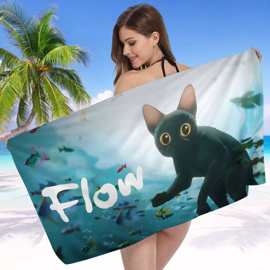 Film F-Flow Cat Mikrofaser Strandtuch, schnelltrocknendes Handtuch in Multicolour für Strand, Pool und Reisen - Bild 4