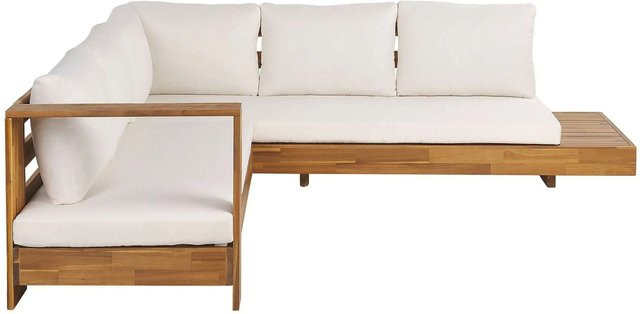 Beliani Lounge Set MARETTIMO Ecksofa aus Akazienholz in Cremeweiß, B/T/H: 212 x 225 x 64 cm - Bild 1