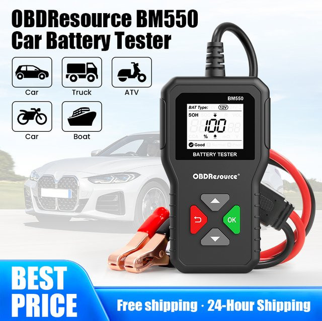 OBDMonster BM550 Auto Batterie Tester für 6V 12V 24V mit 100-2000 CCA in Schwarz - Bild 1