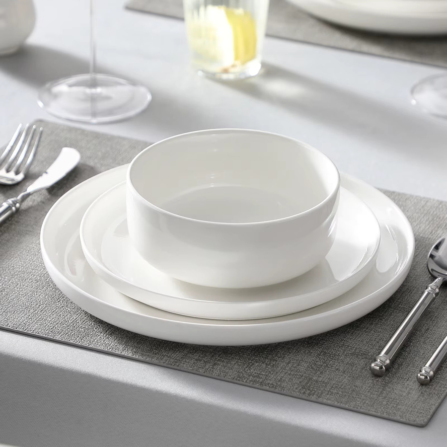 Malacasa Geschirrset aus Porzellan in Weiß, 18-teiliges Dinner Set mit Tellern und Schüsseln, einfarbig - Bild 4