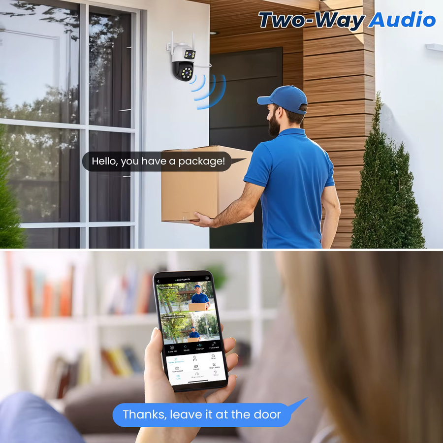 Besder 8MP IP Kamera mit 4K Dual-Linse, Outdoor WiFi 5GHz Überwachungskamera mit Auto-Tracking und Nachtsicht in Weiß - Bild 4