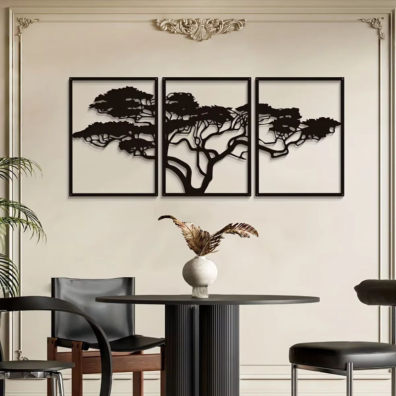 3er Set Wandkunst Baum des Lebens aus Metall in Schwarz von CIFBUY als hängende Wanddekoration - Bild 3