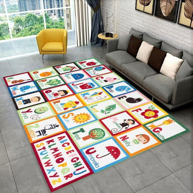 Karpetti ABC-Cartoon-Alphabet Teppich für Kinder mit rutschfester Matte, Mehrfarbig, B/T: 160 x 200 cm - Bild 1