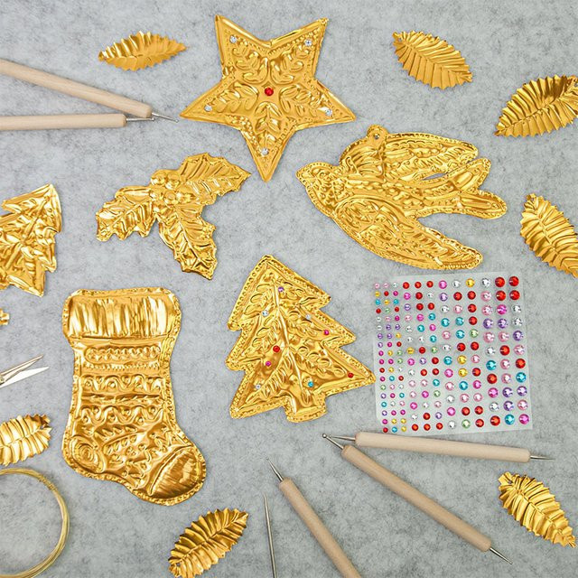 DIY Gold- und Silberfolien Set für Kunst-Reliefs und Weihnachtsdekorationen aus Zinnfolienpapier als Handwerkzeug-Set - Bild 1