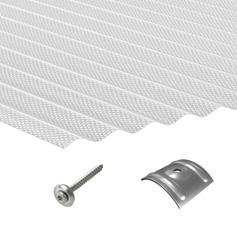 Terrassendach-Set aus Polycarbonat mit Sinusplatten und Wabenstruktur von Friedrich von Lien AG, glasklar/transparent, 2,8 mm Stärke - Bild 1