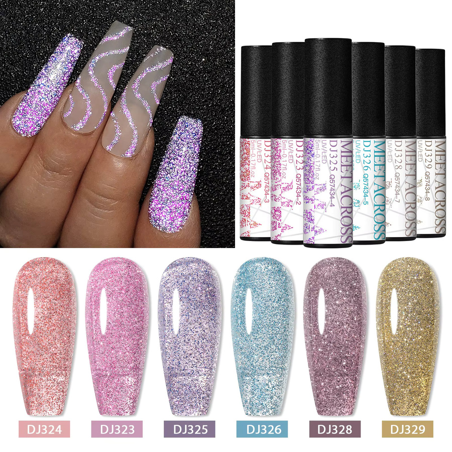 MEET ACROSS Glitzer-Nagellack-Set, 6-teilig, Schimmernd - Bild 2