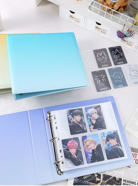 HITUZE Fotokartenalbum aus weichem PU-Leder mit Farbverlauf für Kpop Idol Sammelkarten mit 5 oder 6 Fächern - Bild 1