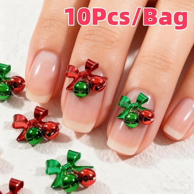 MAFANAILS Nagel Charms Weihnachtsglocken, 10 Stück, Silber, Glänzend - Bild 1