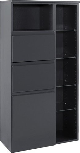 HELD MÖBEL Midischrank Cardiff in Grau mit Soft-Close-Türen und Regalböden, B/H/T: 65 x 130 x 35 cm - Bild 1