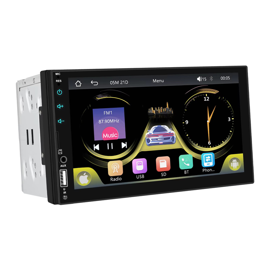 Podofo 7 Zoll Android Auto und Apple CarPlay Multimedia Player mit Bluetooth, Mirrorlink, DAB und Rückfahrkamera in Schwarz - Bild 5