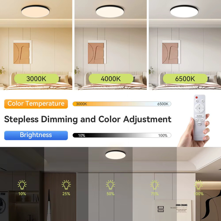 LANGYUE Smart LED Panel Deckenleuchte in Weiß mit Fernbedienung, moderne wasserdichte und staubdichte Deckenlampe für Wohnzimmer und Schlafzimmer - Bild 3