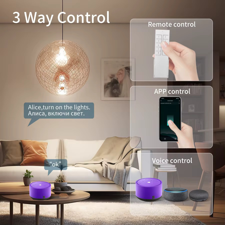 Tuya Smart Switch mit RF 433 MHz Fernbedienung, 10-Kanal Wifi Wireless Schalter für Smart Life App, Sprachsteuerung mit Alexa und Google, Weiß - Bild 3