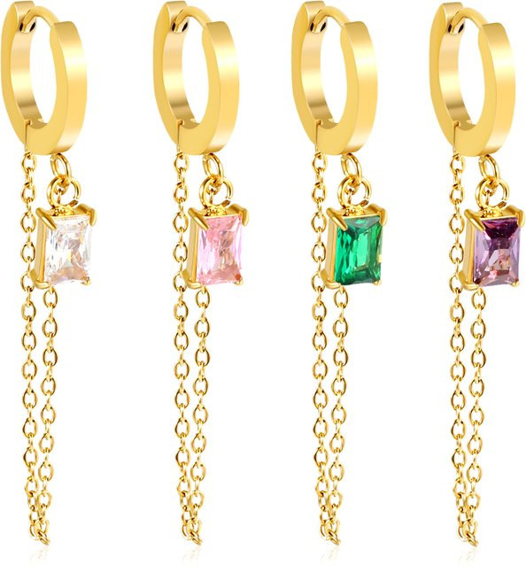 LUXUKISSKIDS Ohrringe, Edelstahl, Kristall, Gold, Damen - Bild 1