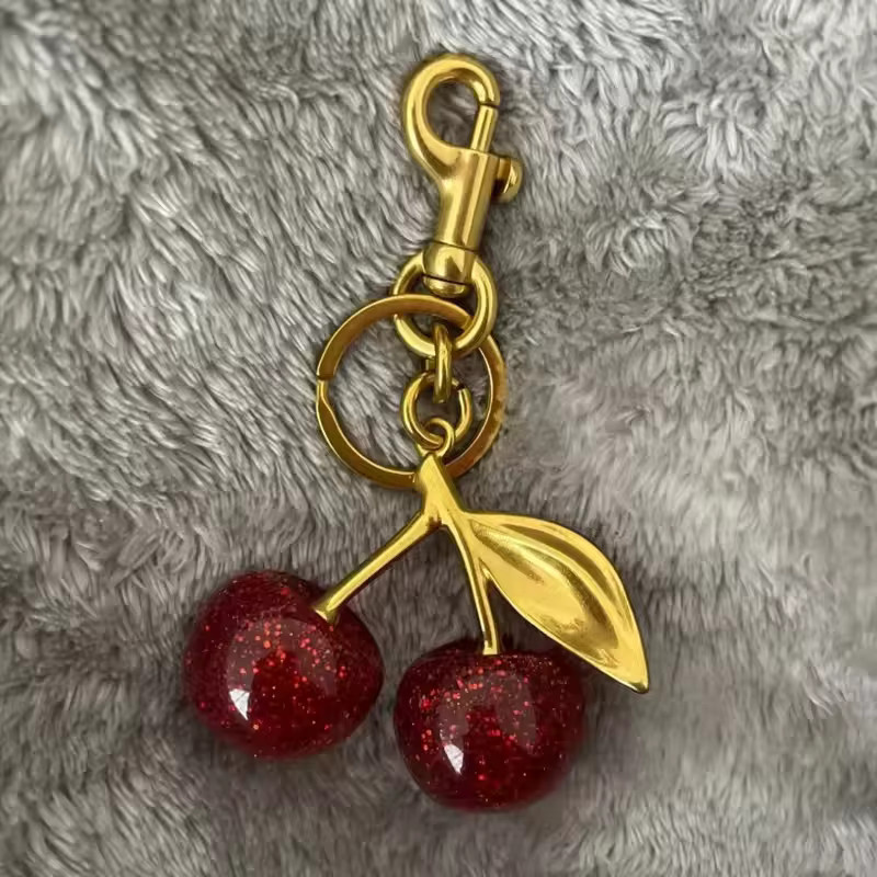 Yogodlns Anhänger Schlüsselanhänger, Roter Kirsch, Gold, Damen - Bild 2