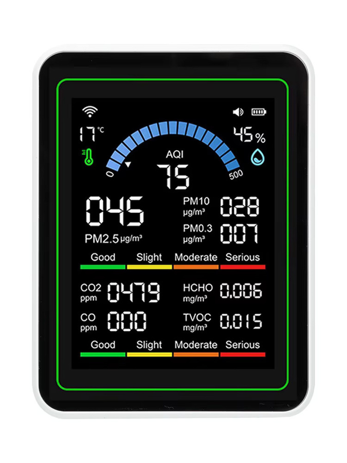 Gaqqee Tuya WiFi 10-in-1 Luftqualitätsmonitor in Weiß mit CO2-Messung, PM2,5, PM10, Formaldehyd sowie Temperatur- und Feuchtigkeitsanzeige - Bild 7